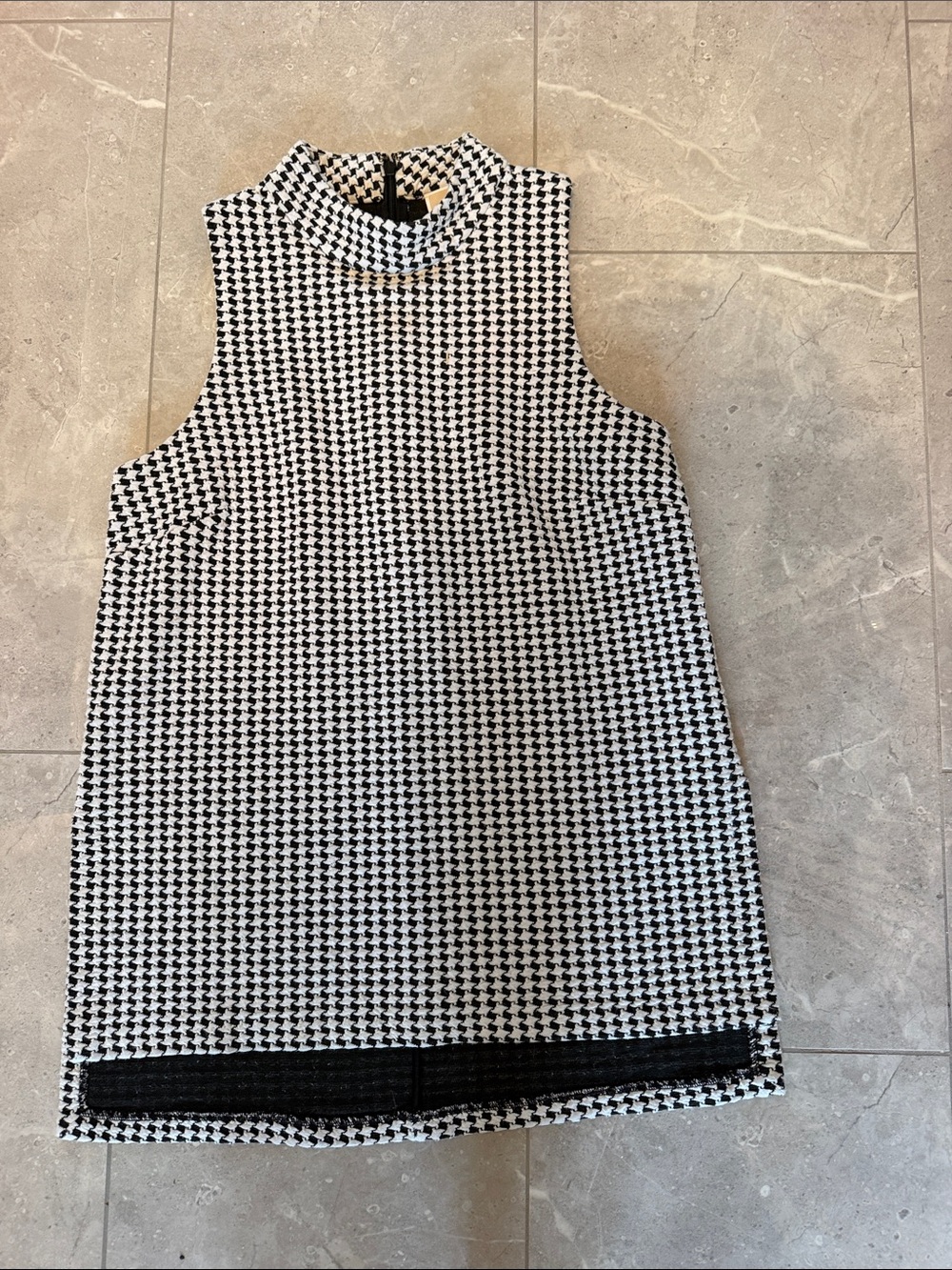 Michael Kors Black and White Houndstooth Shift Dress